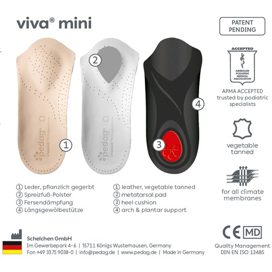 Pedag Viva Mini 3/4-indlægssål i læder - Billede 2