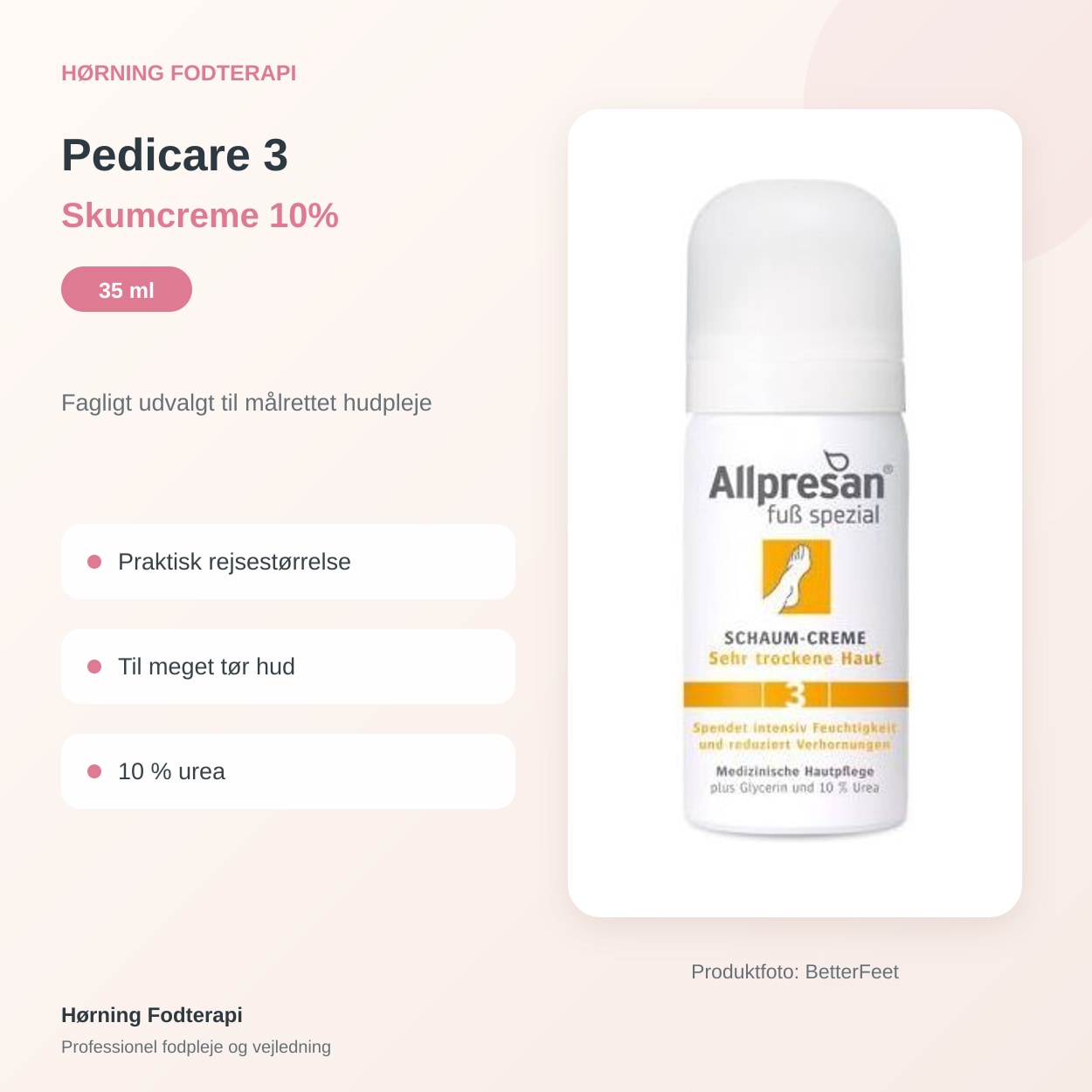 Allpresan Pedicare 3 Skumcreme 10% 35 ml – egenskaber og fordele