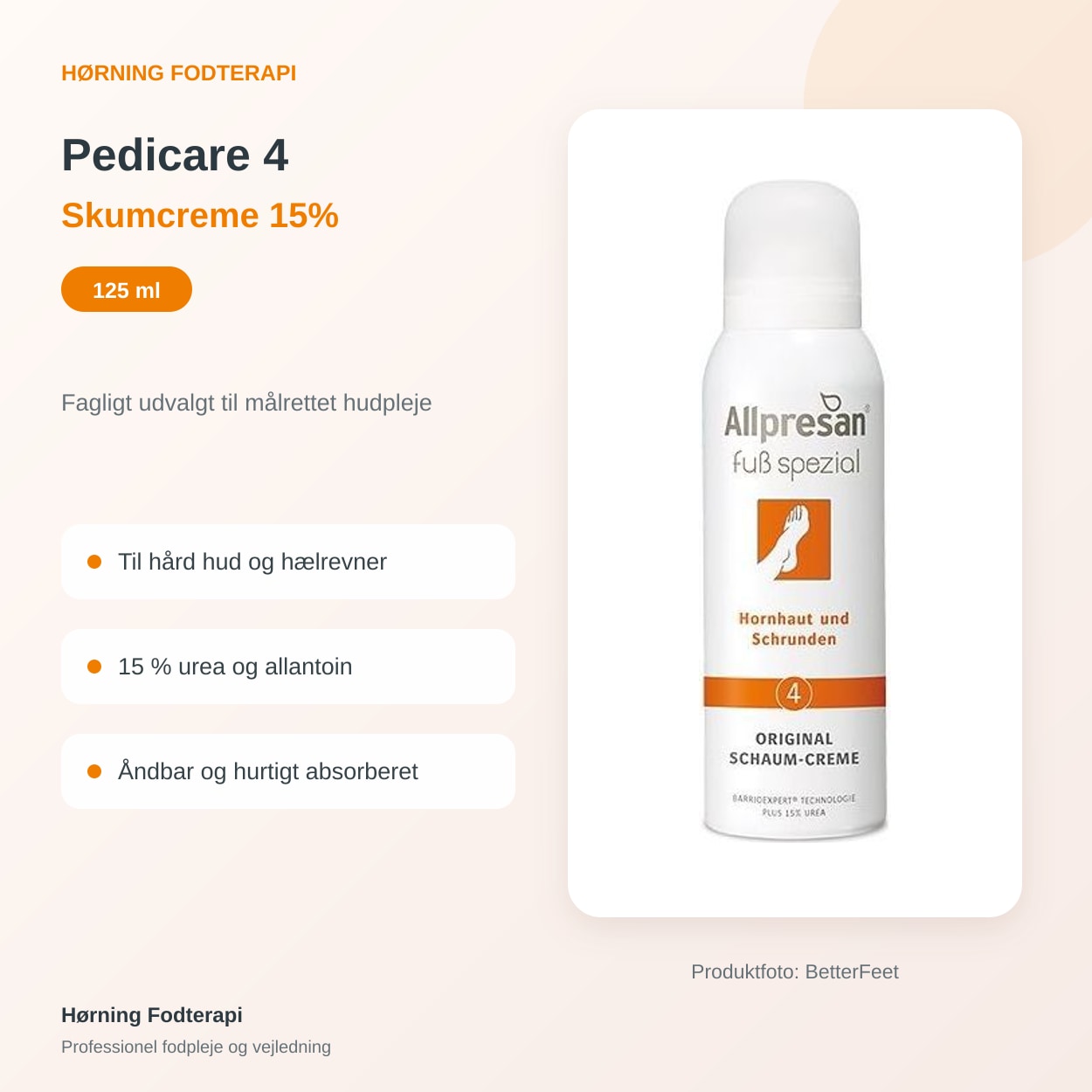 Allpresan Pedicare 4 Skumcreme 15% 125 ml – egenskaber og fordele