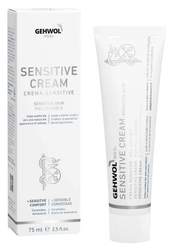 GEHWOL MED Sensitive 75 ml – tube og æske med engelsk tekst