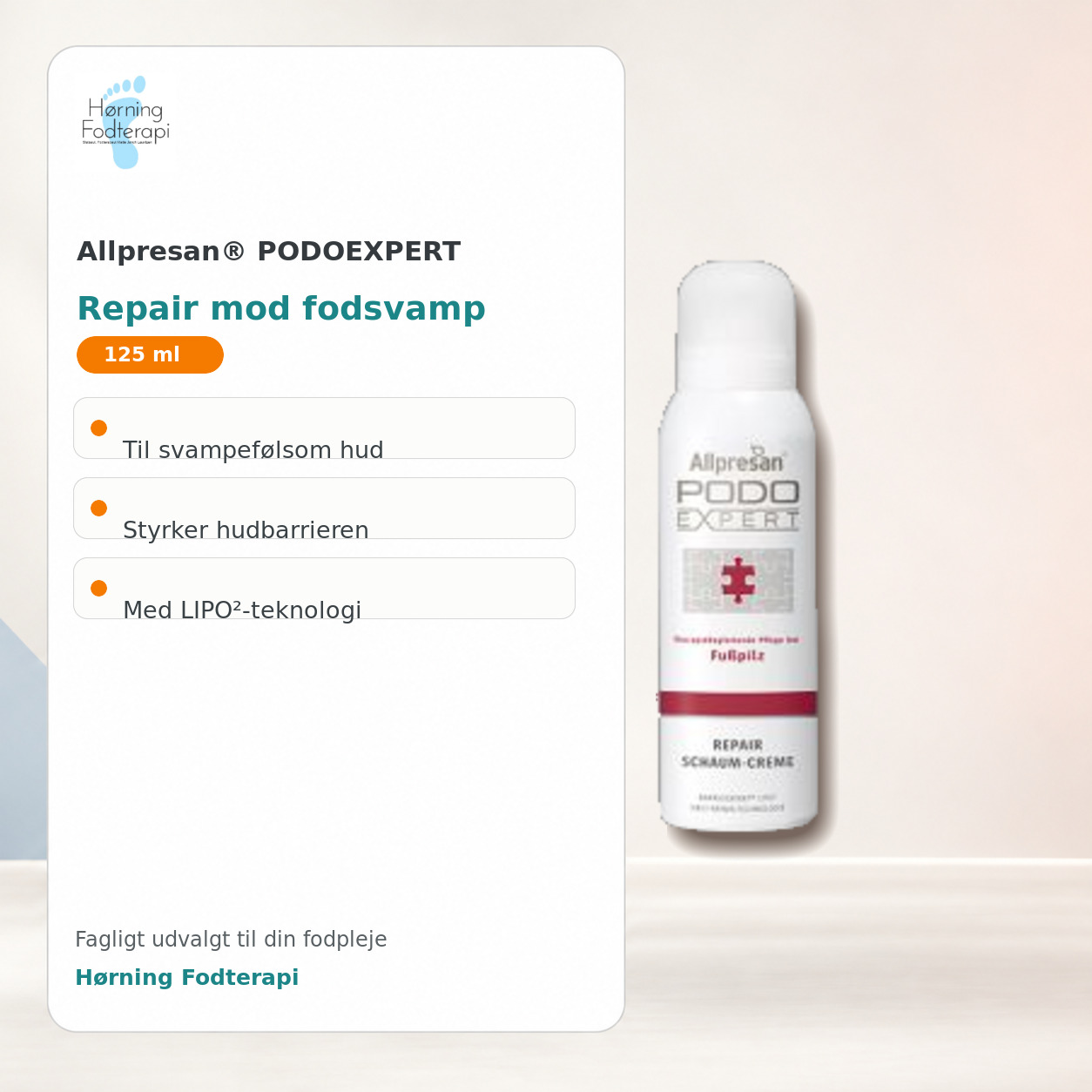 Allpresan PODOEXPERT Repair skumcreme 125 ml til svampefølsom hud – Hørning Fodterapi
