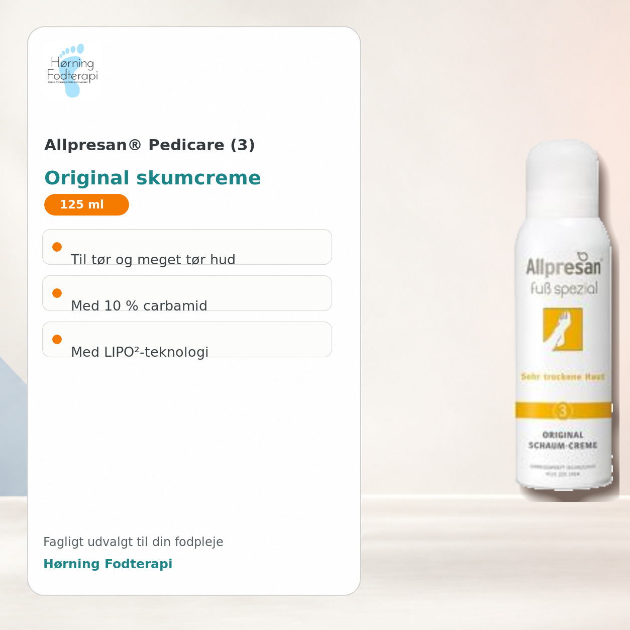 Allpresan Pedicare 3 Original skumcreme 125 ml til tør og meget tør hud – Hørning Fodterapi