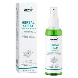 GEHWOL FUSSKRAFT Herbal Spray – originalfoto med engelsk emballagetekst