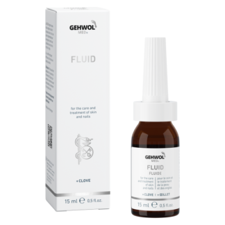 GEHWOL med Fluid 15 ml – originalfoto med engelsk emballagetekst